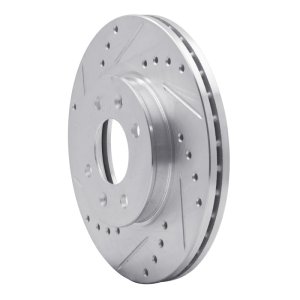 Dodge Attitude Brake Rotor (1) - Front Left - R1 Concepts - Drilled & Slotted - Silver - `12-`25